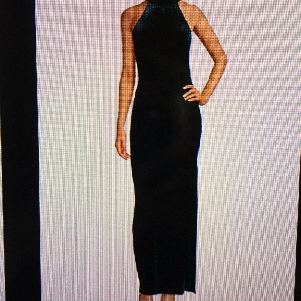 Lulu's NWT Green Sleeveless Velvet Maxi High Neck Open Back Dress XL - Picture 3 of 10